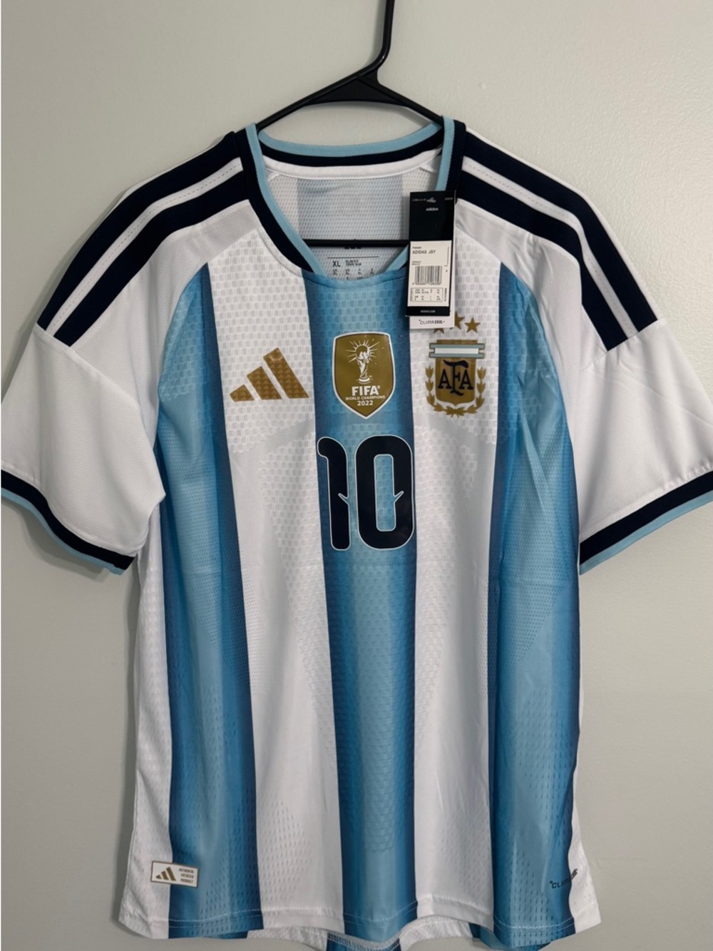 adidas Argentina Messi #10 Jersey - White & Light Blue